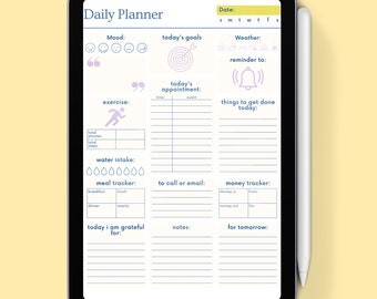 Planificador digital Sin fecha ipad goodnotes notabilidad Samsung, Diario digital, planificador diario digital con fecha TDAH