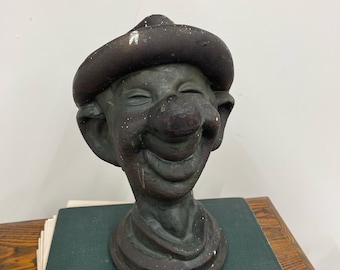 Large Vintage Bronze Clown Head Mold