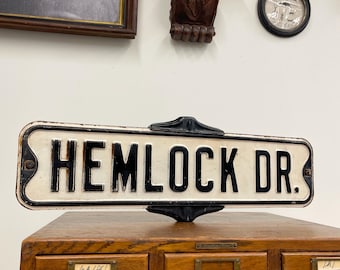 Vintage Double Sided Street Sign for Hemlock Drive