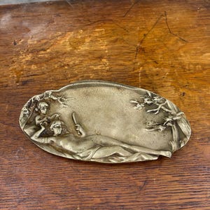 Antique Neoclassical Lounging Lady Ashtray