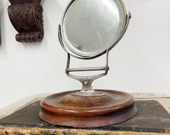 Vintage Shaving Mirror w Mahogany Base
