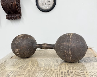 Antique wooden Dumbbell