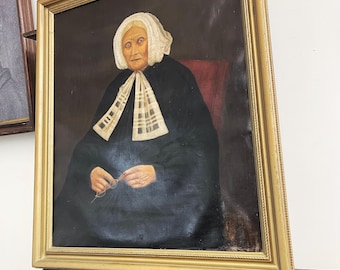 Antique Oil Portrait of an Old Woman