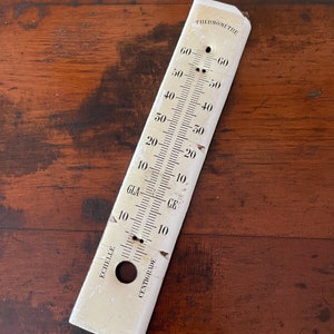 Old Chaney Tru-temp Thermometer Deep Fryer Candy Enamel Metal W Wood T74 