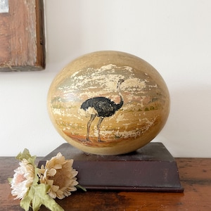 Antique Hand Painted Ostrich Egg