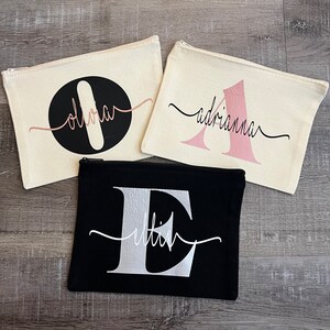 Personalized pouch with monogram and name, Makeup bag, Gift for her, Bridesmaid gifts, Cosmetics bags, Personalized bag, Personalized Gifts