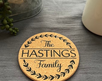 Personalized Coasters - set of 4 Family, Customized Coasters, Drink Coasters, Monogram Coasters