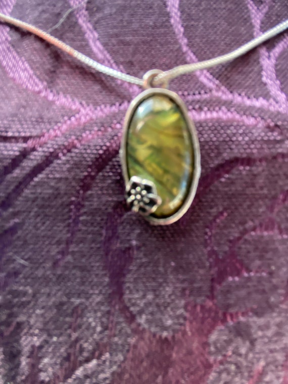 Sterling Silver Penchant with Mossy agate and Ster