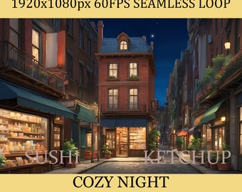 Vtuber Background Animated | Cozy Night | Looped Vtuber Twitch Stream Overlay | Winter Night | Animated Background