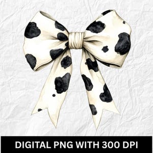 Cow Bow PNG Design, Girly Western Cow Bow PNG, Grandmillennial Style, Western Coquette Bow Sublimation File, Country Western Aesthetic