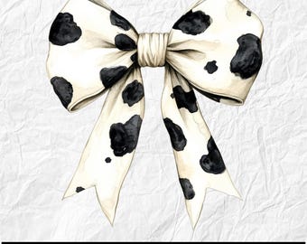 Disegno PNG fiocco mucca, fiocco mucca western femminile PNG, stile Grandmillennial, file di sublimazione fiocco civetta occidentale, estetica country western
