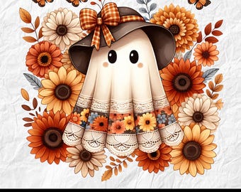 Cute Lace Ghost PNG, Glitter Lace Ghost Bow, Boho Floral Lace Boo, Halloween PNG, Boo Ghost Shirt Png, Cute Boo Halloween Sublimation Design