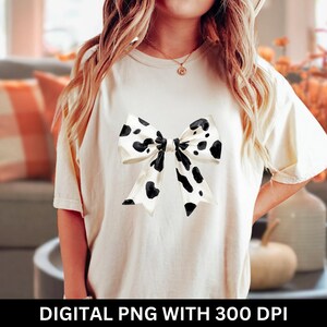 Cow Bow PNG Design, Girly Western Cow Bow PNG, Grandmillennial Style, Western Coquette Bow Sublimation File, Country Western Aesthetic