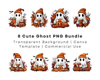 8 Cute Ghost png, Bougie Ghost, Bougie png, Coffee png, Here For the Boos, Coffee-Pumpkin-T-shirt design, Trending png, Halloween File, pod