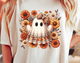 Cute Lace Ghost PNG, Boho Floral Lace Boo, Halloween PNG, Boo Ghost Shirt Png, Cute Boo Halloween Sublimation Design, Fall Png, Trendy Png