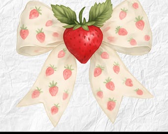 Bow Strawberry Season PNG, Boho Strawberry Coquette PNG, Preppy Strawberries Png, Strawberry Shirt Designs, Cute Summer PNG, Boho Summer Png