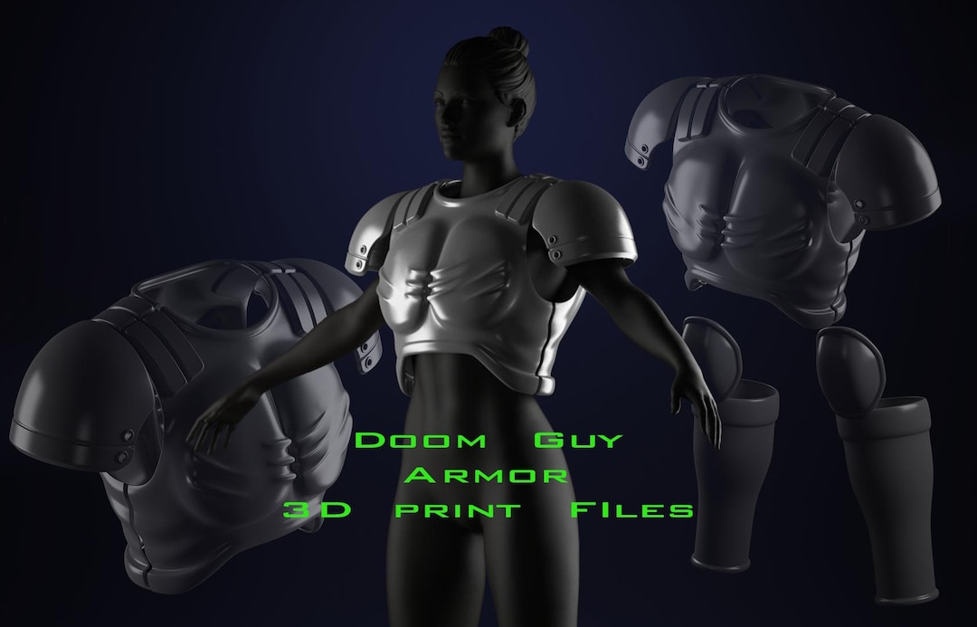 3D Printable DOOM Guy Armor: Full Cosplay Set + Mannequin (3MF Files ...