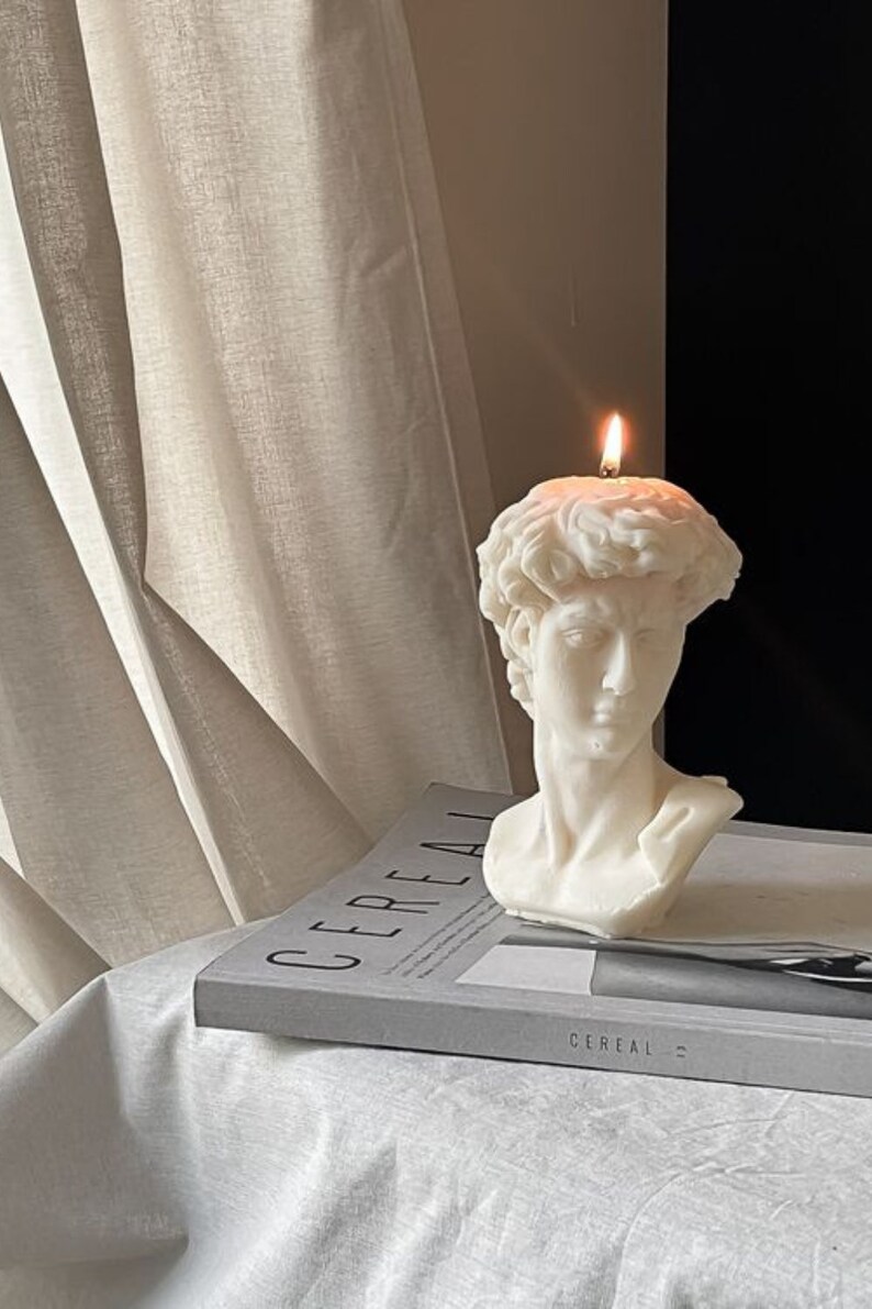 Statue of David Candle David head Greek Statue Bust Sculpture Candle Michelangelo's David Greek Candle Aesthetic Candle Gift image 2