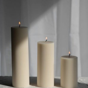 Ribbed Pillar Candle  | Minimalist Pillar Candle | Home Decor Candle | Pillar Candle | Wedding Candle | Gift Candle | Housewarming Gift