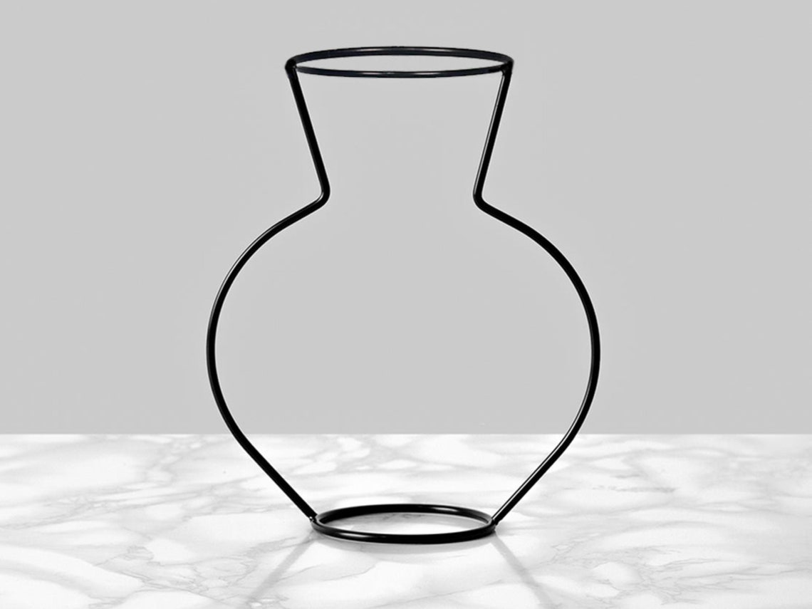 Silhouette Vase Black Outline Vases Nordic Outline Vase Minimalist Flower Vases Iron Line Table