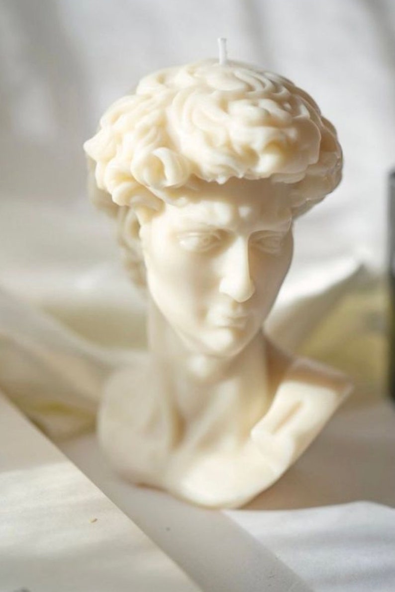 Statue of David Candle David head Greek Statue Bust Sculpture Candle Michelangelo's David Greek Candle Aesthetic Candle Gift image 1