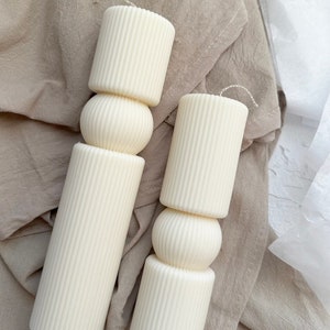 Roman Ribbed Pillar Candle | Ribbed Candle | Tall Pillar Candle | Striped Candle | Wedding Decor | Ribbed Soy Candle | Minimalist Home Decor