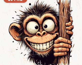 Watercolor Monkey Clipart PNG Bundle: 30 Funny Safari Animal Graphics (Commercial Use) (Instant Download)