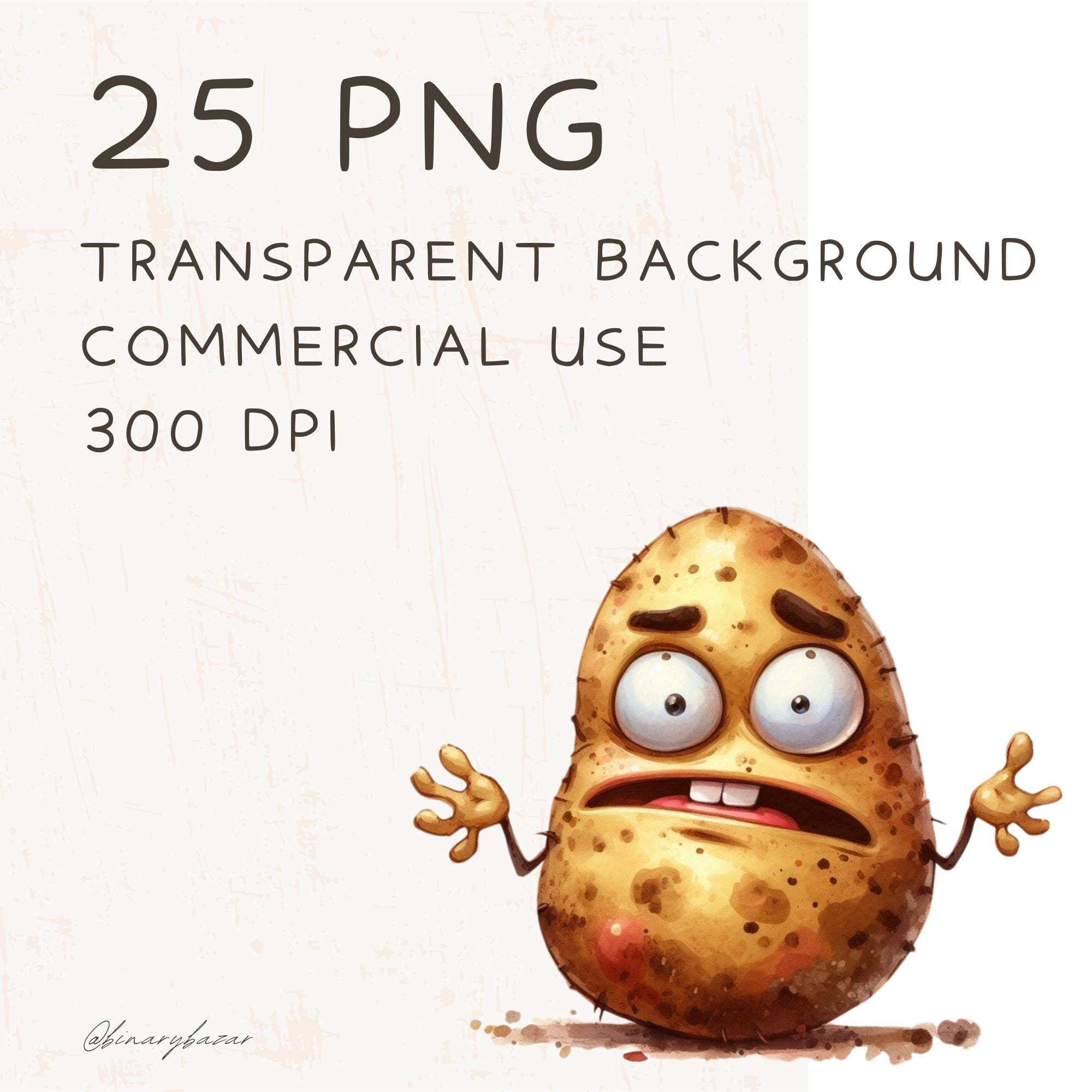 Potatoes Graphics Funny Potato Clipart PNG Bundle: Quirky Cartoon Vegetable Art ...
