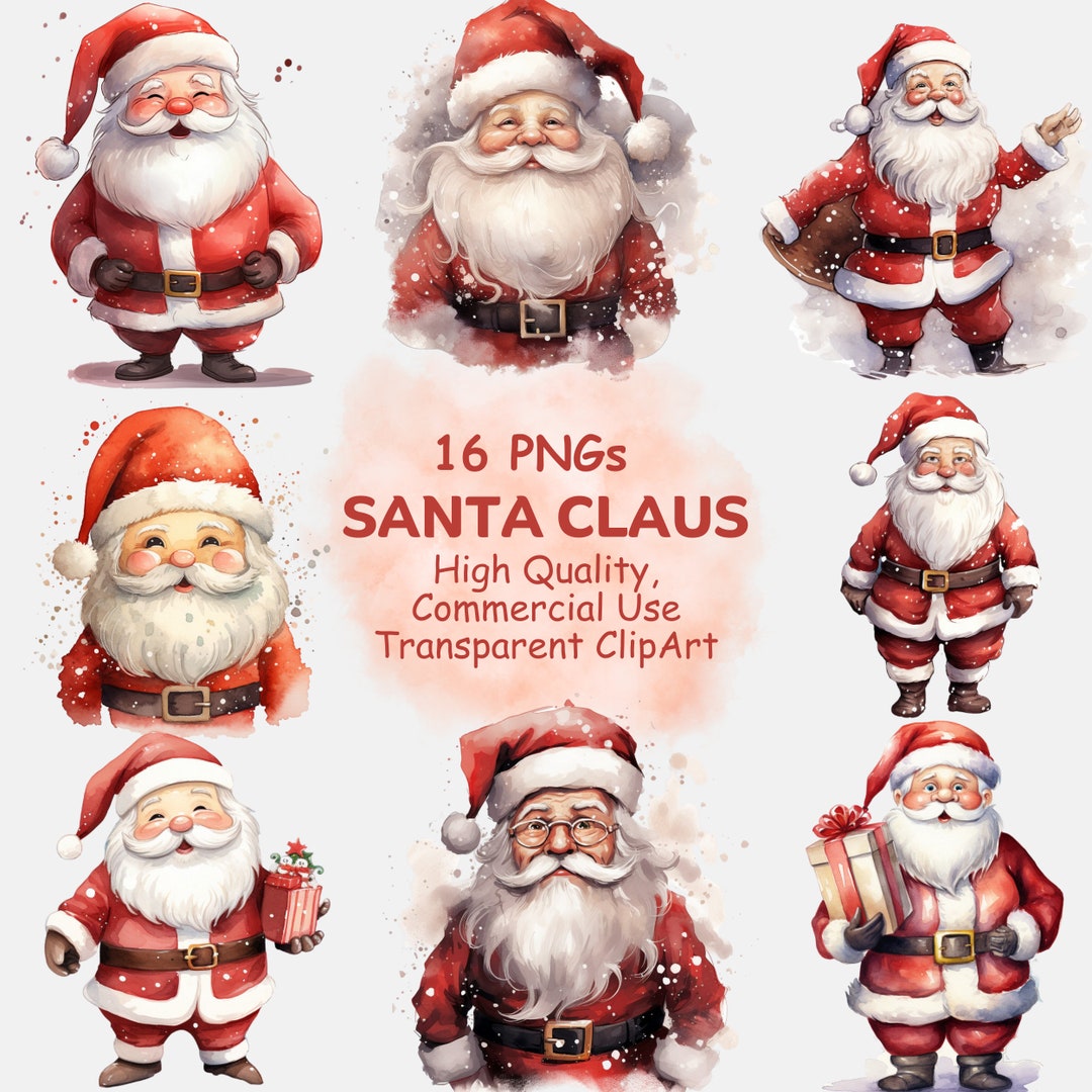 16 Cute Santa Claus Clipart Christmas Clip Art Bundle Xmas - Etsy