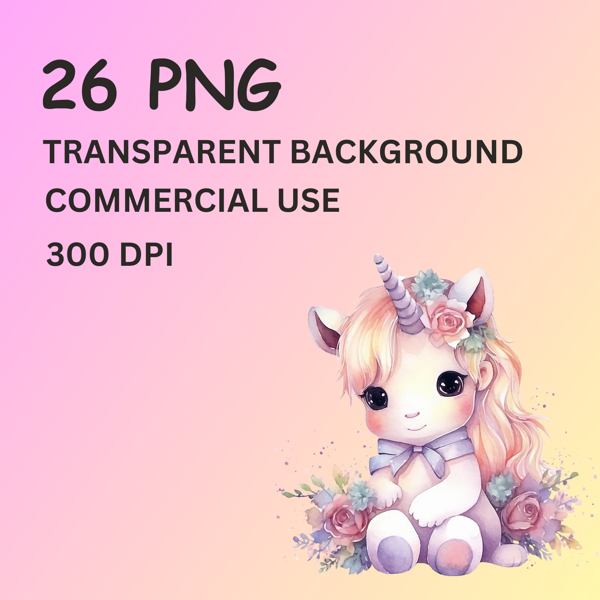 Watercolor Fantasy Horses Clipart PNG Bundle - 24 Unicorn & Pegasus ...