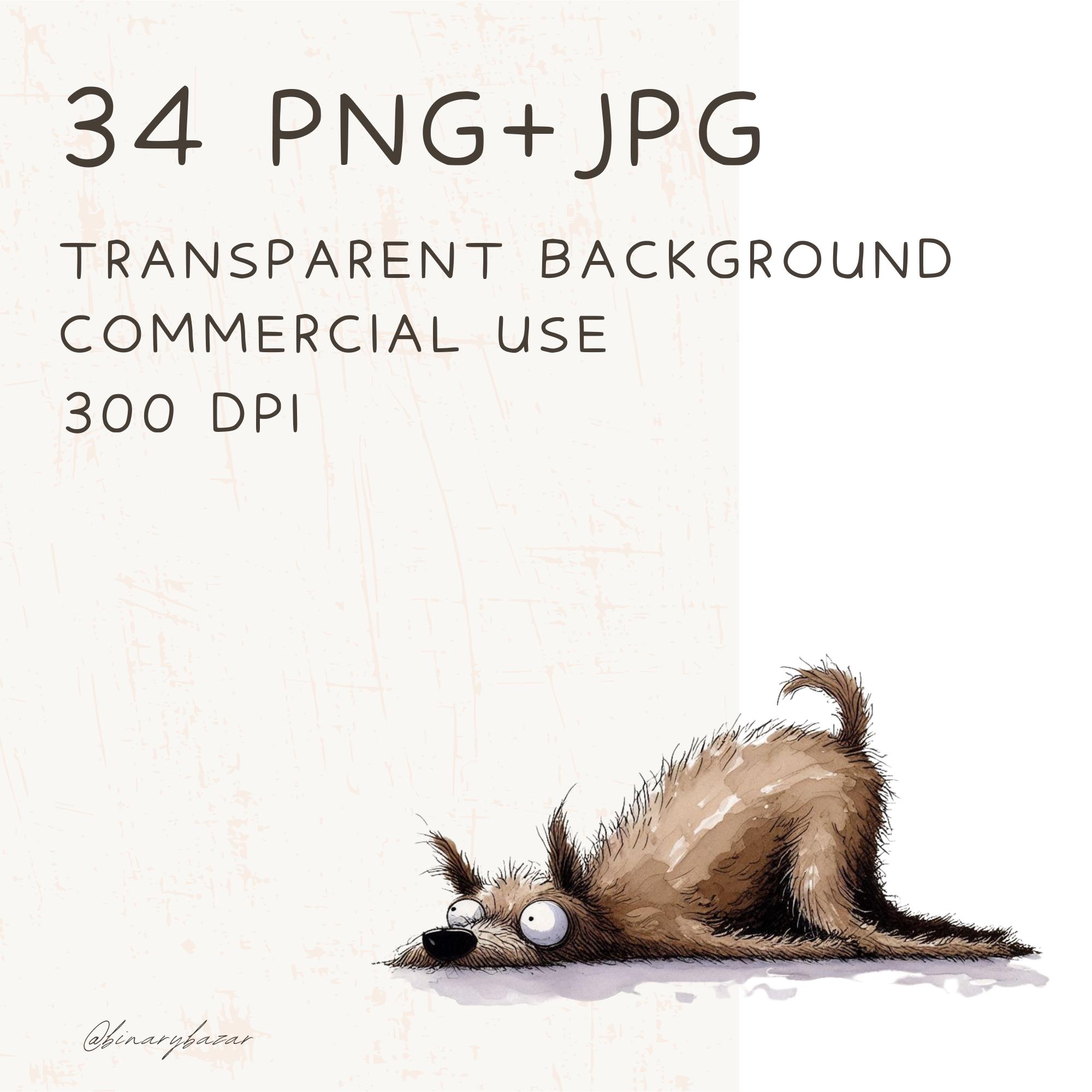 34 Unhinged Dogs Clipart PNG: Watercolor Quirky & Funny Animal Bundle ...