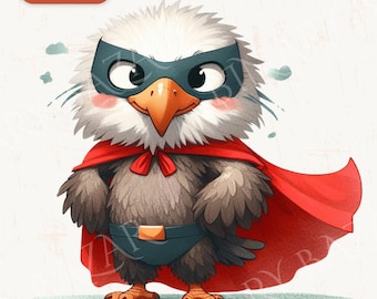 Superhero Animals Clipart: Watercolor Baby Safari PNG Bundle (Digital Download)