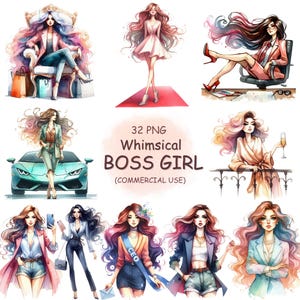 Skurrile Boss Clipart PNG Bundle - 32 schrullige Aquarell Illustrationen für Frauen | Kommerzielle Nutzung