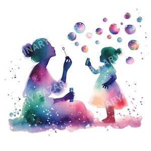 Clipart PNG Bonne fête des mères – 12 illustrations de maman à l'aquarelle | Art transparent imprimable | Téléchargement numérique | Utilisation commerciale