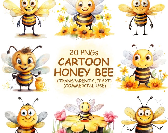 Quirky Bumble Bee Clipart Bundle 11 PNG | Transparent Backgrounds ...