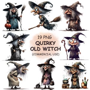 19 imágenes prediseñadas de brujas antiguas extravagantes PNG: imágenes de brujas espeluznantes de Halloween extravagantes: gráficos transparentes para descarga digital imprimible / uso comercial
