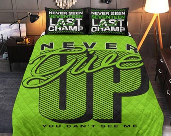 Wrestling Decke Kissenbezug Set Never Give Up Benutzerdefinierte Bettwäsche Hustle Loyalität Respekt Wrestling Fan Geschenk You Cant See Me Decke