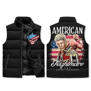 Cody Rhodes Wrestling Puffer Jacket Vest Personalized Wrestling Fan Apparel for Wrestling Fans American Nightmare Cody Rhodes Fans Gift