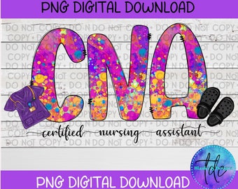 CNA Life PNG: Farbenfrohe Stillhelferin Design (Digitaler Download)