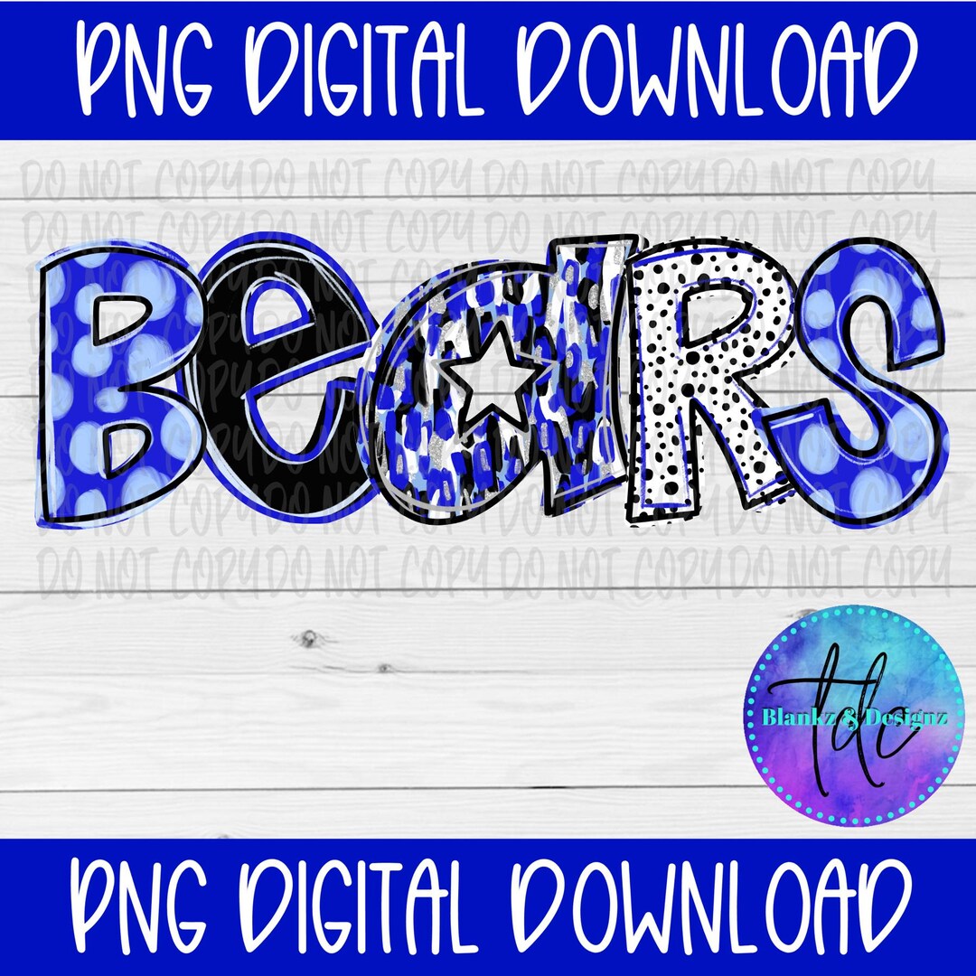 Bears Mascot PNG: Blue Doodle for Sublimation (digital Download - Etsy