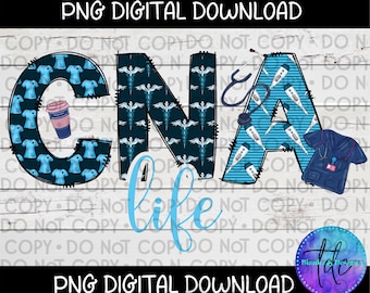 CNA Life PNG - Krankenschwester Sublimationsdesign (Digitaler Download)
