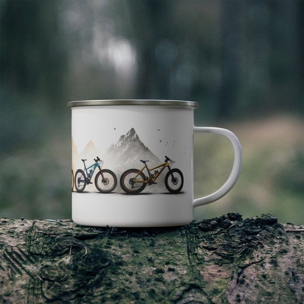Mountain Bike Camping Mug, Bike Mug, Mountain Bike Print, Mountain Bikes, Bike Cup, Bike Camp Mug, Mountain Bikes, Gift for Mountain Biker