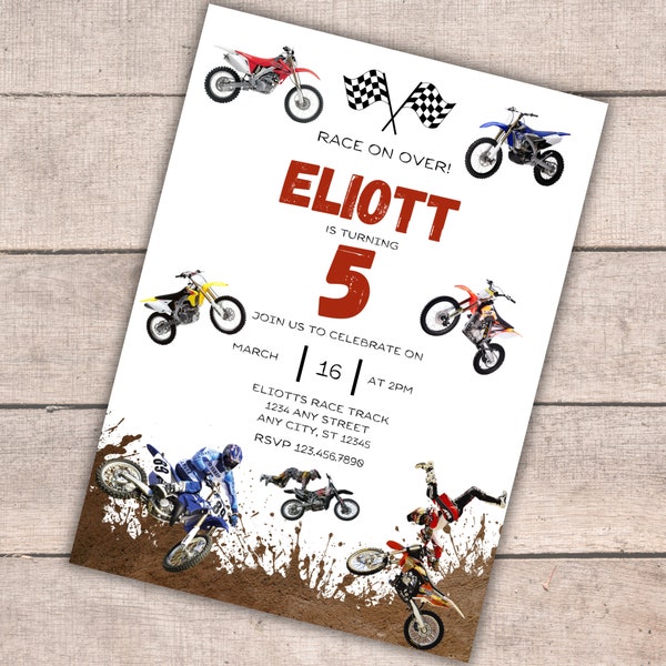 Faire-part d'anniversaire moto, thème modifiable, Anniversaire moto tout-terrain, Invitation numérique, Téléchargement instantané moto, Faire-part d'anniversaire