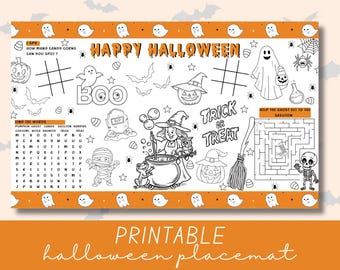 Halloween-målarunderlägg, utskrivbar målarbild, digital nedladdning, barnaktivitet, personlig bus- eller godisdekor, läskig festgåva