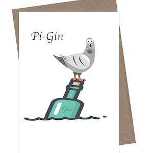 Pigeon Card | Funny Pigeon | Greetings card | Pigeon Gin | Pi-Gin | Pigeon Birthday Card | Pigeon Gift
