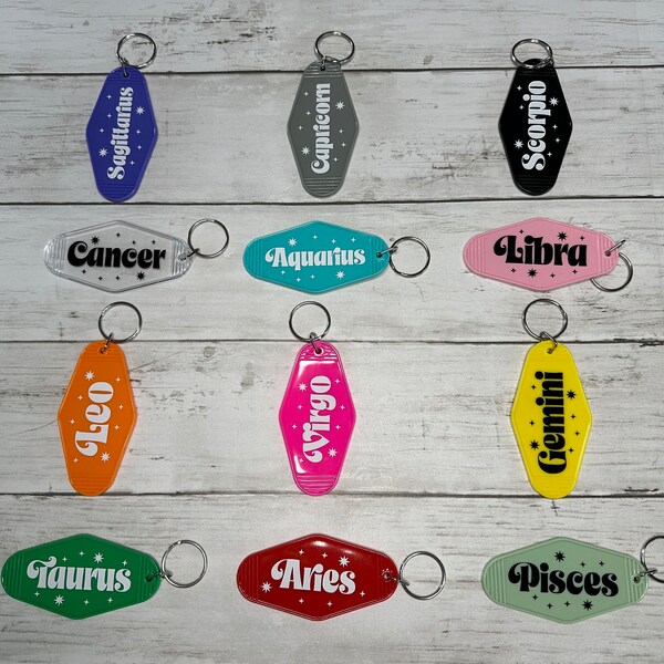 Zodiac Motel Keychains - colorful motel keychains - car accessories - cute friend gift
