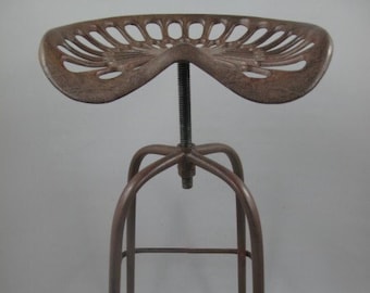 Handcrafted Vintage Iron Barstool - Rich Rustic Brown Finish