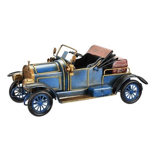 Vintage Tin Model: Classic Oldtimer in Antique Style, Perfect Décor Piece for Car Enthusiasts or Collectors. Retro Charm for Home or Office.