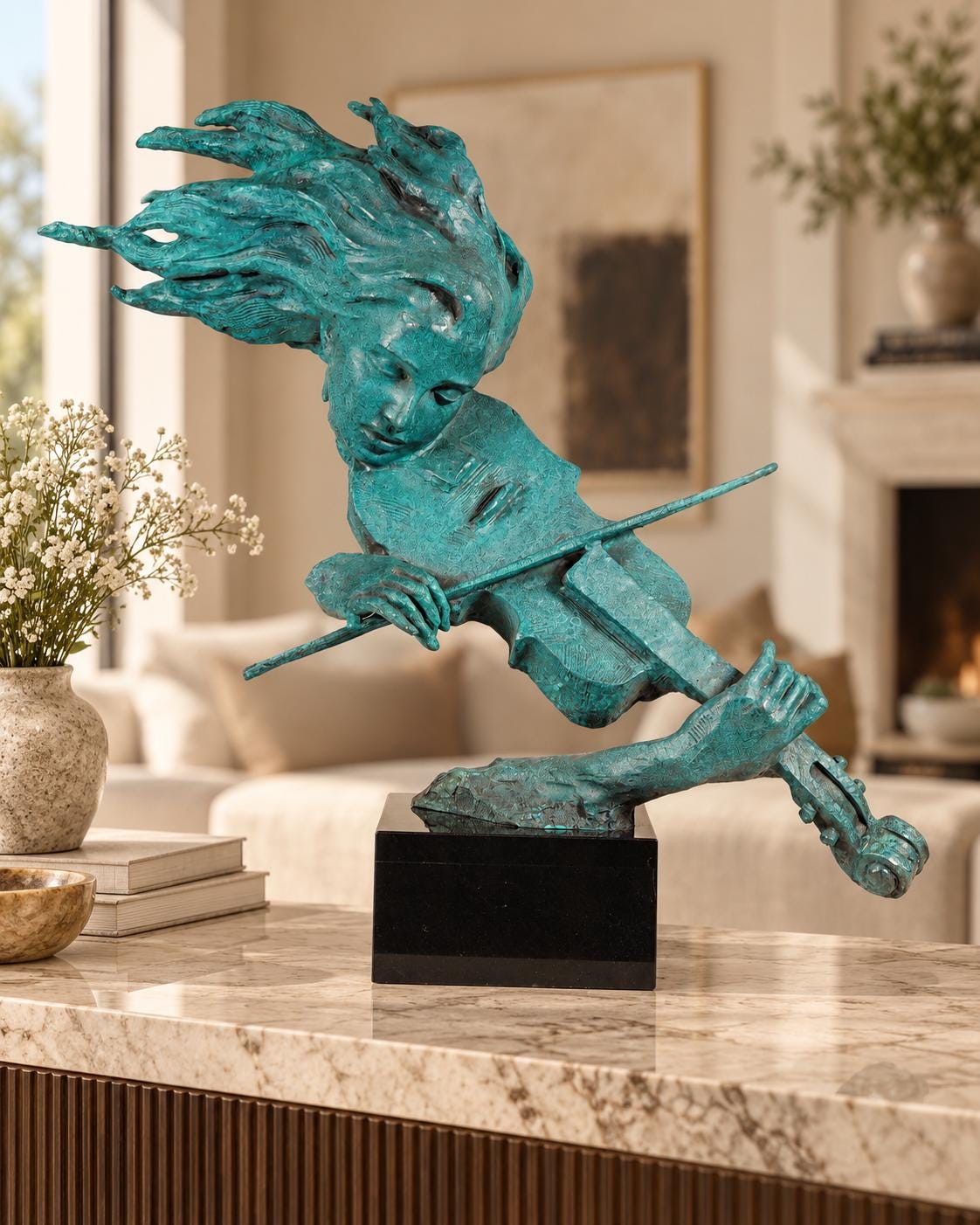 Bronze Sculpture Violin Player - Etsy