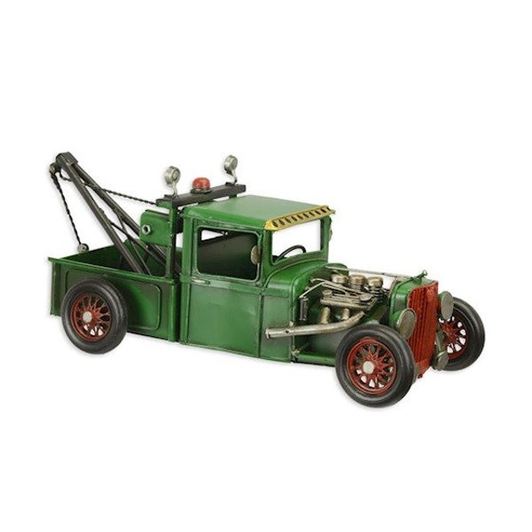 Vintage Hot Rod Tow Truck Collectible Tin Model